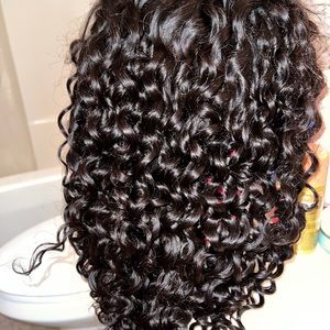 Deep curly 18 “ black lace frontal wig